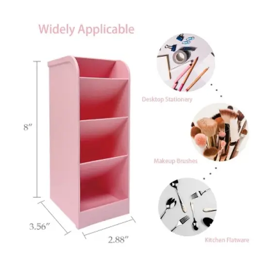 Wrapables Pen Organizer with 4 Compartments Desk Storage Organizer for Home, Office, Work, Large (2pcs) / Pink image {1}