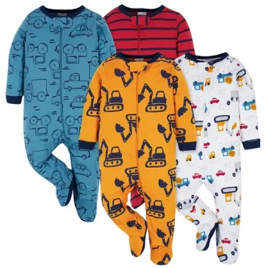 Onesies Brand Baby Boys' Long Sleeve Sleep 'N Plays - Construction Zone - 4-Pack image {6}