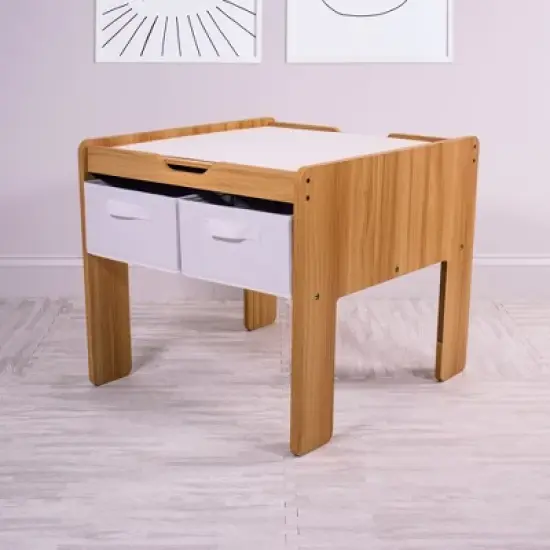 Humble Crew Journey Kids' Wood Building Block Activity Table White/Natural image {8}