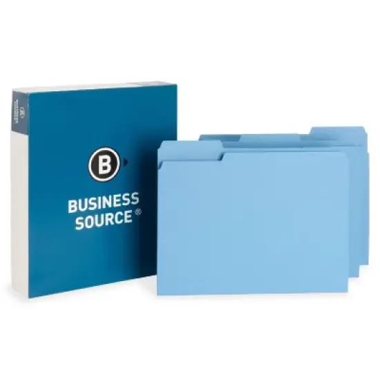 Business Source 1/3 Tab Cut Letter Top Tab File Folder Blue image {1}