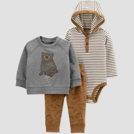 Carter's Just One You&reg; Baby Boys' 3pc Bear Top & Bottom Set - Brown image {3}