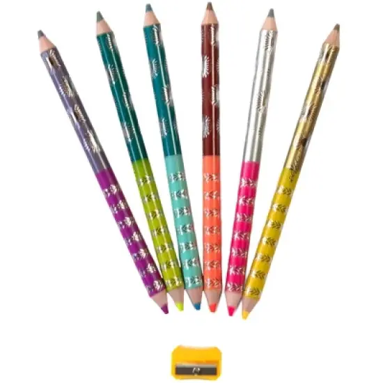 eeBoo: Double-Sided Jumbo Colored Pencils, Sea Life, 6pc Set, Kids Art Supplies image {1}