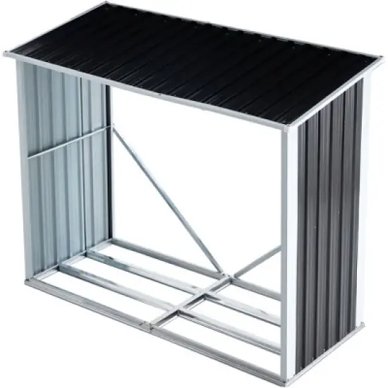 70.9" Garden Log Storage Shed Galvanized Steel Log Holder With Roof Ventilation Firewood Stand For Outdoor Backyard Patio Porch image {10}