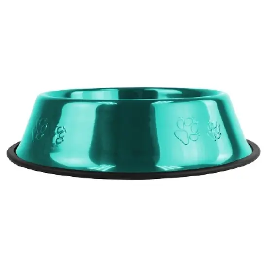 Platinum Pets Embossed Non-Tip Cat/Dog Bowl - Caribbean Teal - 10 Cup image {1}