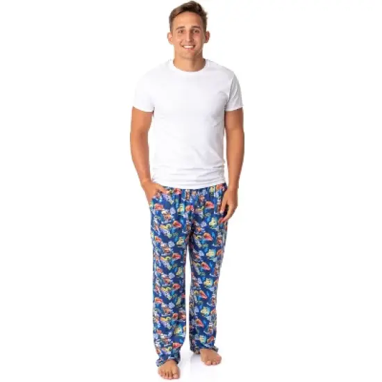 Disney Mens' Cars Movie Film Icons Characters Sleep Pajama Pants Blue image {1}
