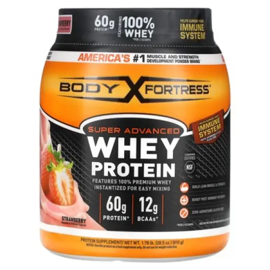 Body Fortress Super Advanced Whey Protein, Strawberry , 1.78 lb (810 g) image {4}