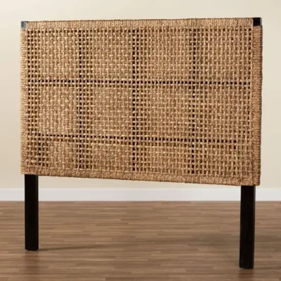 bali & pari Alise Seagrass and Mahogany Wood Headboard image {2}