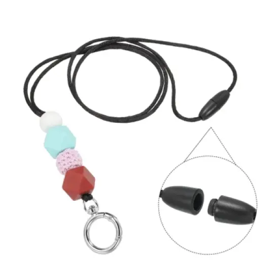 Unique Bargains Wear-resistant ID Card Silicone Beaded Lanyards with Buckle Clips image {2}