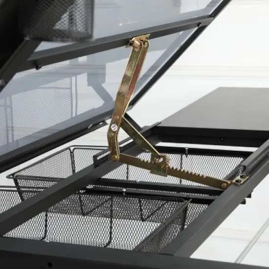 Gulches Black Hand Crank Adjustable Drafting Table with 2 Metal Drawers Stool 5mm Tempered Glass Top 75 105cm Height image {4}