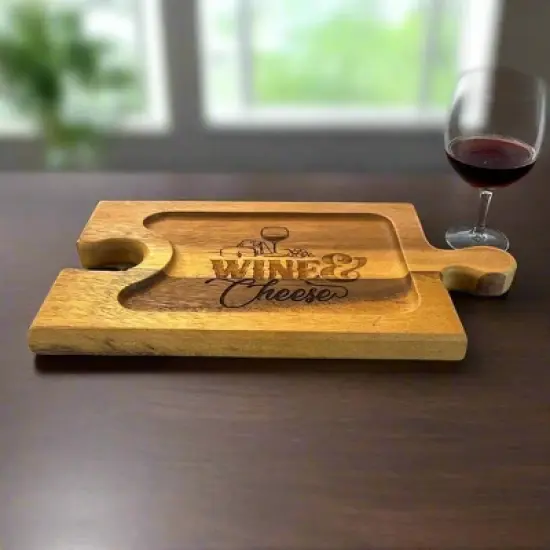 Charcuterie/Wine Glass Holder Board with Engraving image {6}
