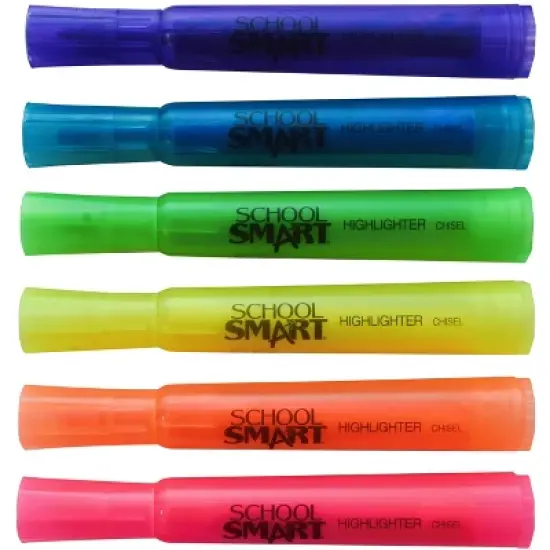 School Smart Highlighter, Chisel Tip, Tank Style, Assorted, Pack of 48 image {2}