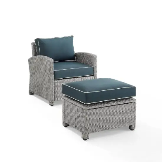 Bradenton 2pc Outdoor Wicker Arm Chair & Ottoman Set - Crosley image {12}
