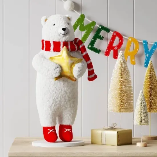 Christmas Plush Polar Bear with Star Decor - Wondershop&trade; image {1}