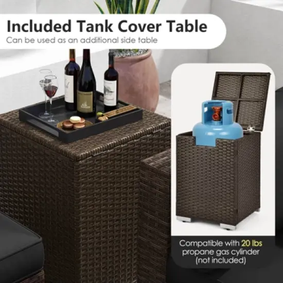 Costway 7 Pieces Outdoor Furniture Set with 32" Fire Pit Table and Propane Tank Cover Black/Navy/Red/White/Turquoise image {6}