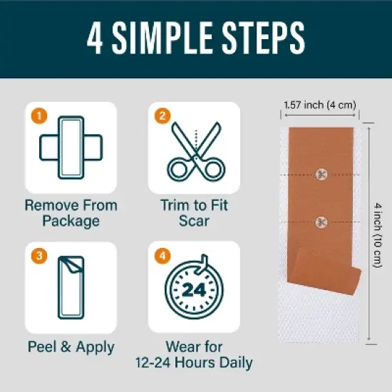 Nuvadermis Medical Grade Water Resistant Reusable Silicone Scar Sheets - Dark Skin Tone - 4ct image {5}