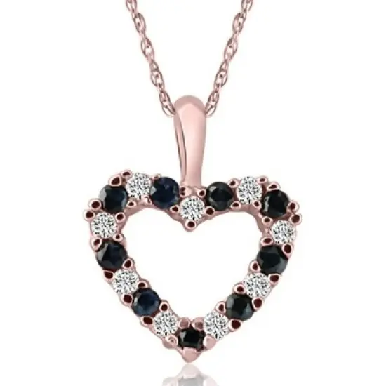 Pompeii3 1/2Ct Blue Sapphire & Diamond Heart Pendant in 14k White, Yellow, or Rose Gold image {4}
