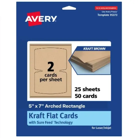 Avery Arched Rectangle Flat Cards, 5" x 7", Kraft Brown, 50 Total image {9}