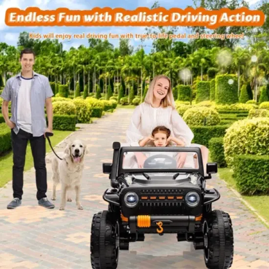Ride on Car for Kids with Remote Control, 24V 4WD Battery Powered Electric Car, 2 Seater Ride On Truck, Kids Electric Vehicle for Boys Girls 3-9 image {2}