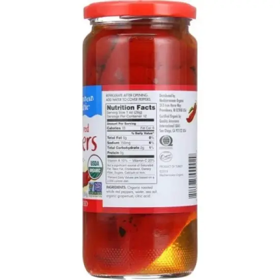 Mediterranean Organic Fire Roasted Red Peppers - Case of 12/16 oz image {3}