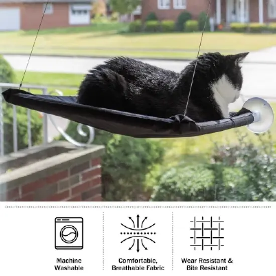PETMAKER Cat Window Perch for Large Cats, Black image {3}