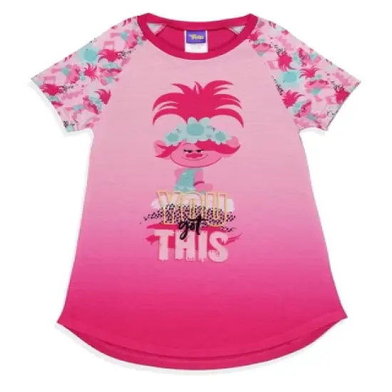 Girls' Dreamworks Trolls You Got This Poppy Nightgown Sleep Pajama Shirt Pink image {5}