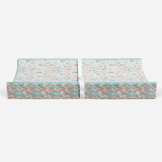 Bacati - Jungle Safari Aqua/Orange Muslin Quilted Changing Pad Cover image {5}