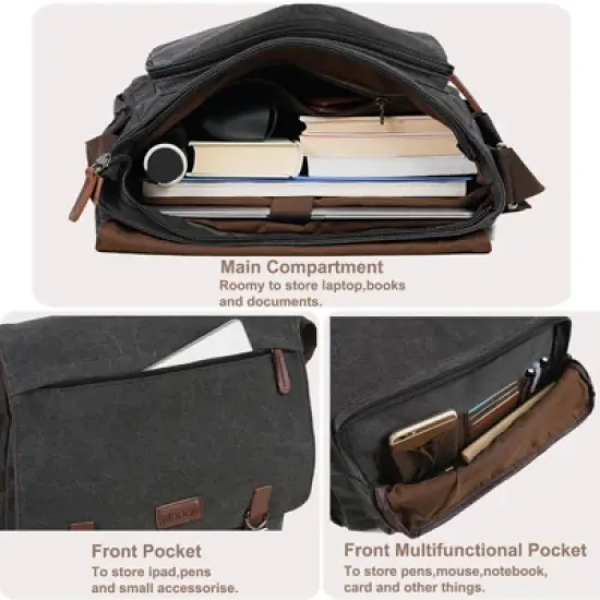 Messenger Bag for Men Women,Travel Satchel Shoulder bag 15.6 Inch Laptop Bags image {5}