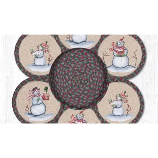 Earth Rugs Decorative Snowman Basket Printed Trivets 10" Farmhouse Kitchen Accent image {2}