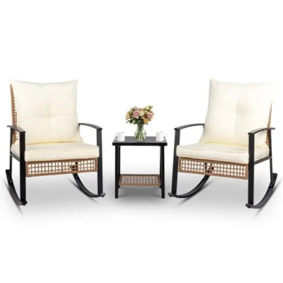 Karl Home Patio 3-Piece Wicker Rocking Conversation Set image {1}