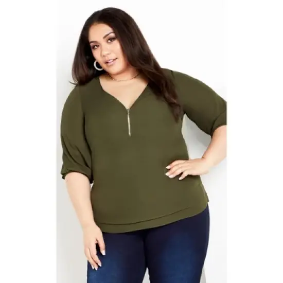 Women's Plus Size Sexy Fling Elbow Sleeve Top - jungle | CITY CHIC image {3}