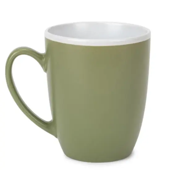 Elanze Designs Solid Color Green White Interior 16 ounce Matte Ceramic Mugs Matching Set of 4 image {1}