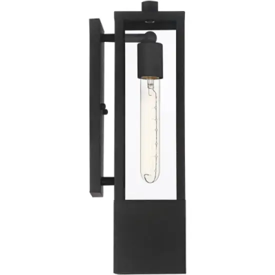 Possini Euro Design Berk Modern Outdoor Wall Light Fixture Textured Black 16" Clear Glass for Post Exterior Barn Deck House Porch Yard Posts Patio image {5}
