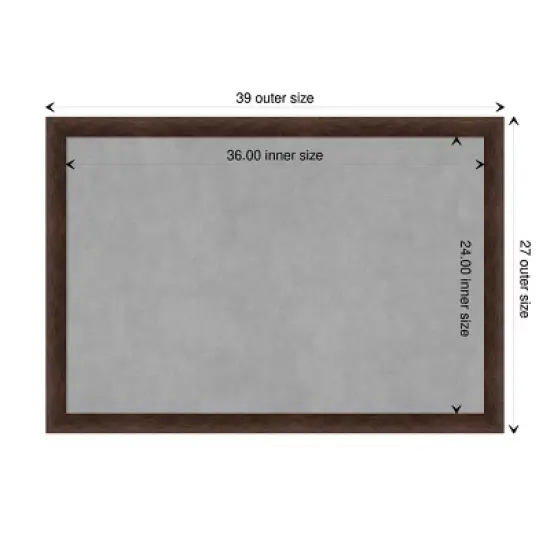 39"x27" Narrow Framed Magnetic Board Warm Walnut - Amanti Art: Metal Wall Mount, Office Decor, No Choking Hazard image {9}