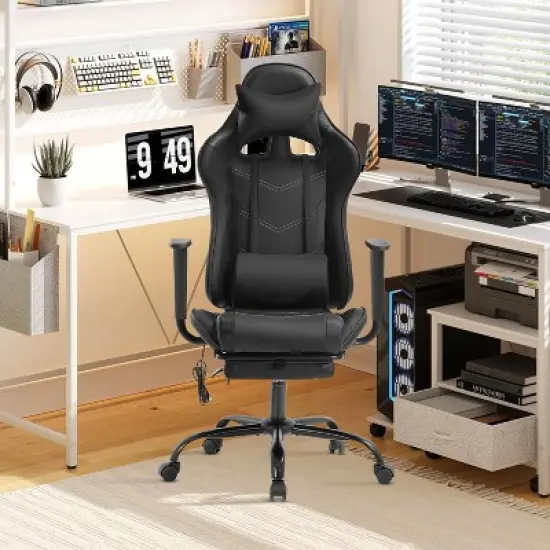 BestMassage Racing Gaming Chair Office Massage Chair with Massage Function Lumbar Support PU Leather for Adult image {1}
