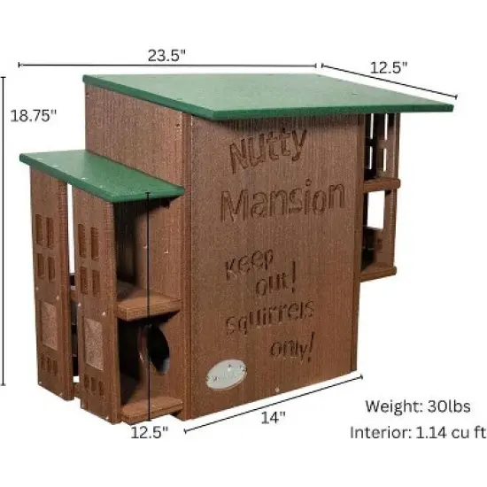 JCS Wildlife Nutty Mansion Squirrel House &ndash; Spacious, Durable, and Eco-Friendly Shelter for Backyard Wildlife image {5}