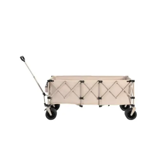 SKRAN Foldable Extended Heavy Duty 300L Folding Utility Cart with 220lbs Weight Capacity with Big All-Terrain Beach Wheels & Drink Holders image {8}