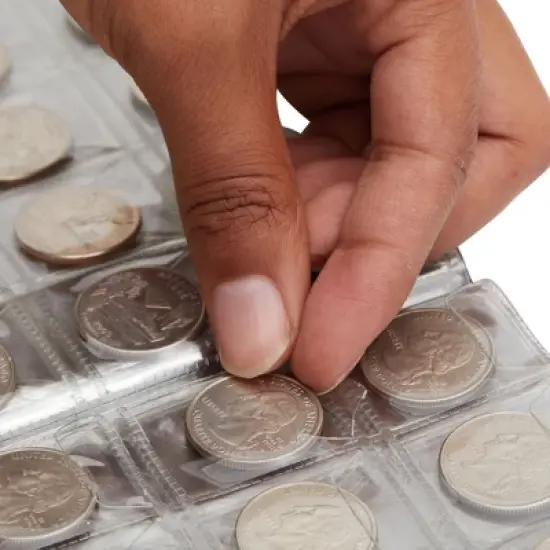 Juvale 240 Pocket Coin Holders for Collectors - Coin Collection Album for Pennies, Quarters, Rare Coins (Dark Blue) image {3}