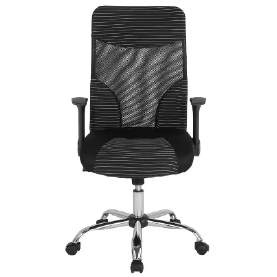 Emma and Oliver High Back Black/White Ergonomic Office Chair with Contemporary Mesh Design image {8}