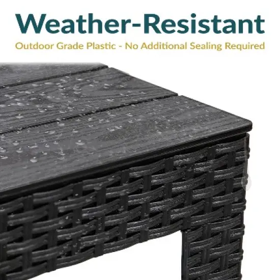 Sunnydaze Weather-Resistant Outdoor Side Table with Faux Wood Plank Tabletop - 16.5" Square - Black image {7}