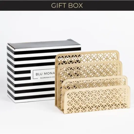 Blu Monaco Gold Desk Mail Organizer - Letter Holder and Bill Organizer for Desk - Gold Mail Storage and Letter Sorter image {2}