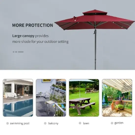 COWLOWN Red 10ft Offset Patio Umbrella with Cross Base, Cantilever Hanging Outdoor Umbrella, 360&iexcl;&atilde; Rotation & Adjustable Tilt for Garden, Poolside image {4}