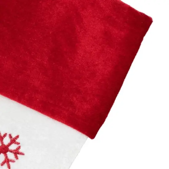 Northlight 19" Red and White Velvet Embroidered Snowflake Christmas Stocking image {2}