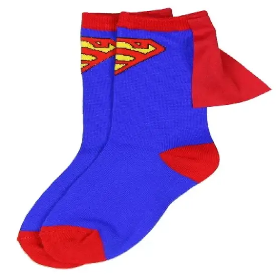 DC Comics Superhero Batman Superman The Flash Youth Boys Caped Crew Socks image {4}