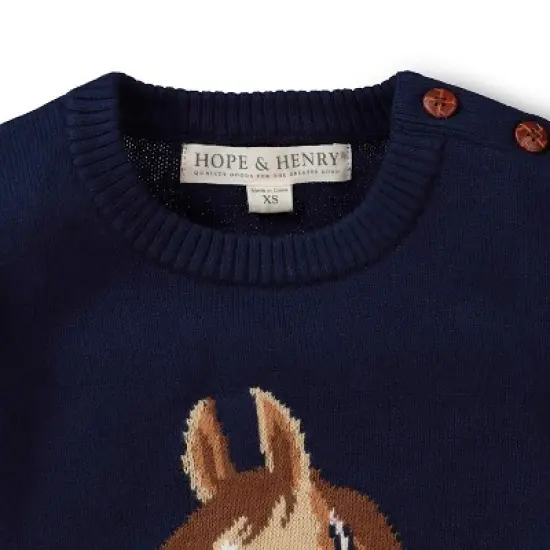 Hope & Henry Girls' Horse Intarsia Pullover Sweater, Infant image {2}
