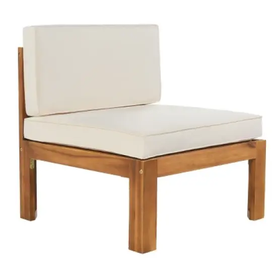 5-Piece Outdoor Patio Wood Sectional Sofa Set with Cushions,Acacia Wood X-Back Seating Group with Ottoman And Tea Table-Maison Boucle image {5}