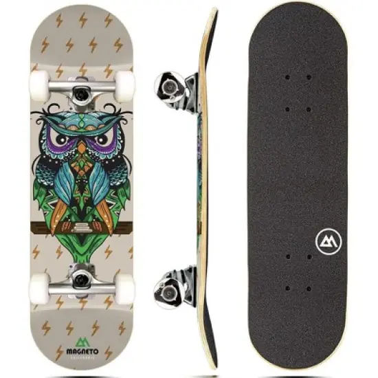 Magneto Skateboard | Maple Wood | ABEC 5 Bearings | Double Kick Concave Deck | For Beginners, Teens & Adults (Wise Owl) image {8}