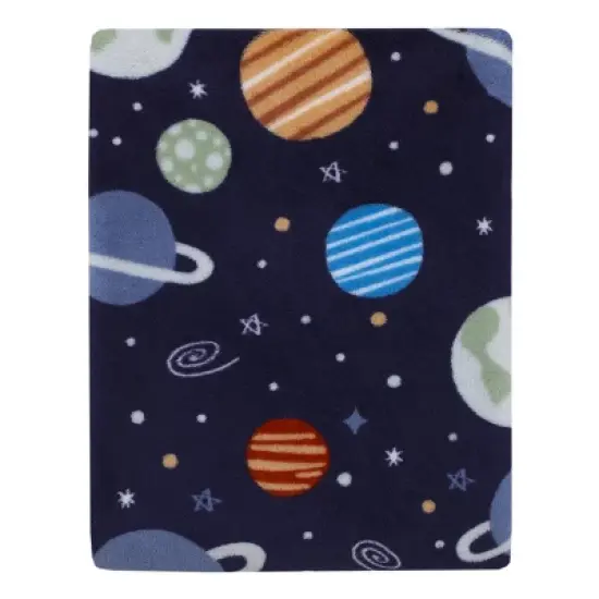 Everything Kids Solar System Navy, Orange, and Gray Super Soft Toddler Blanket image {5}