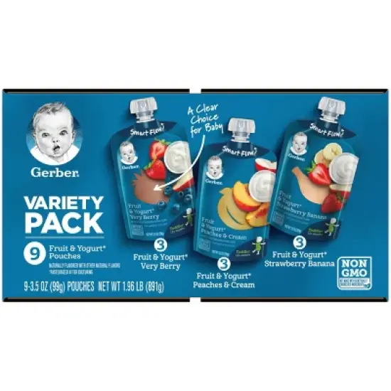 Gerber Fruit & Yogurt Pouch Variety Baby Snacks - 1.96oz/9pk Each image {5}