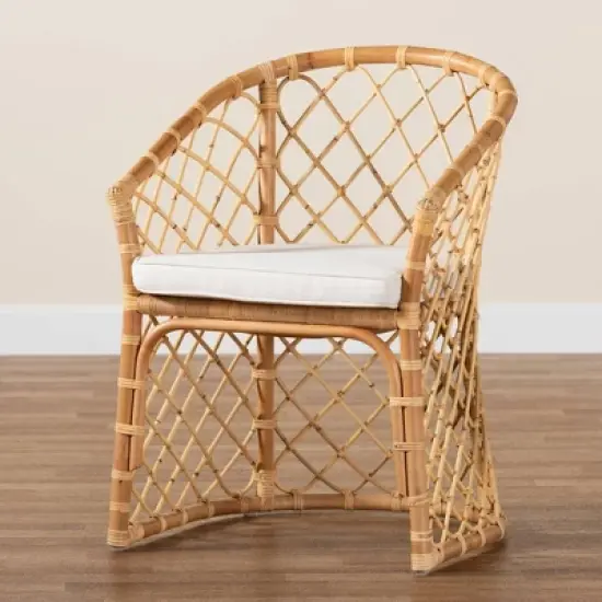 Orchard Fabric Upholstered and Rattan Dining Chair White/Natural - bali & pari image {6}