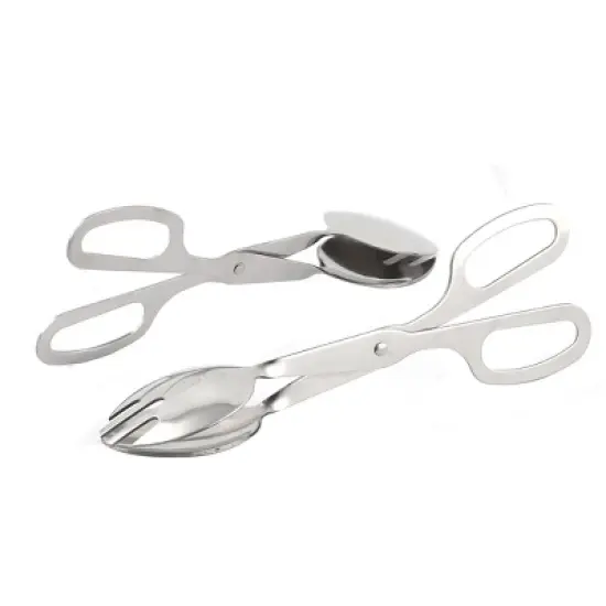 Unique Bargains Stainless Steel Scissor Food Tongs 10.4 Inch Silver Tone 2 Pcs image {2}